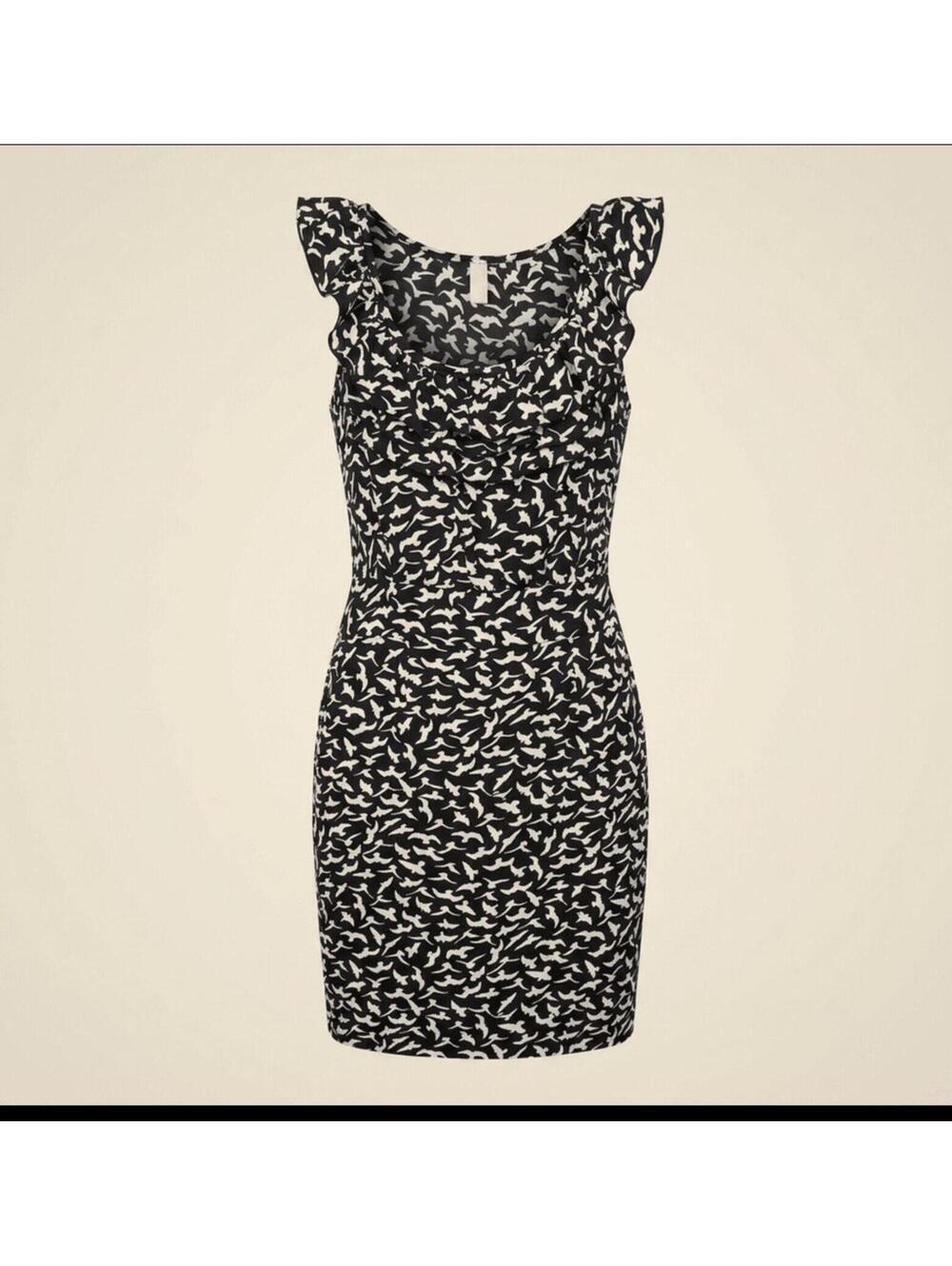 Love Notes Princess Polly Black White Sleeveless Bird Abstract Dress Size Small